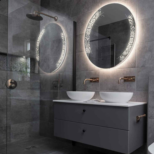 Round LED Mirror | Wall Switch Control | Neutral White Light - Reyze Good Vibes Series Model 4