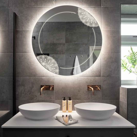 Round LED Mirror | Wall Switch Control | Neutral White Light - Reyze Good Vibes Series Model 7