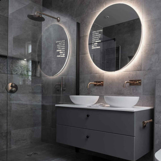 Round LED Mirror | Wall Switch Control | Neutral White Light - Reyze Motivated Series Model 2