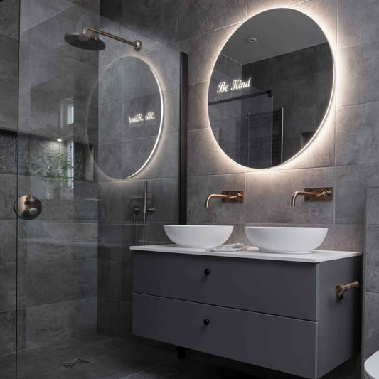 Round LED Mirror | Wall Switch Control | Neutral White Light - Reyze Motivated Series Model 6