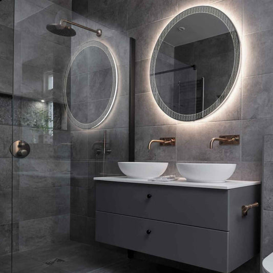 Round LED Mirror | Wall Switch Control | Neutral White Light - Reyze Official Series Model 5