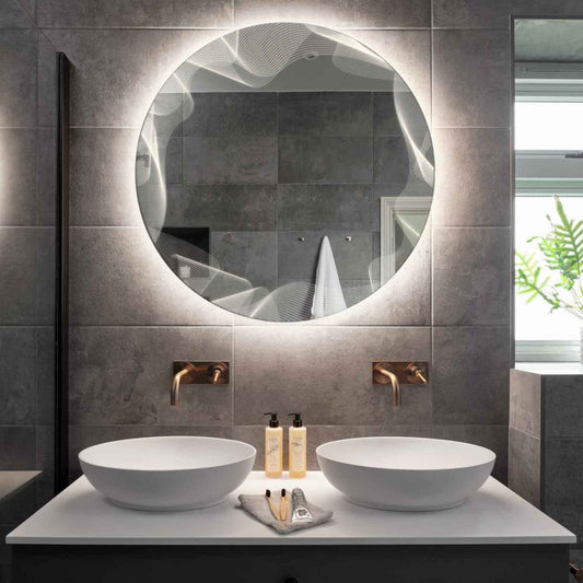 Round LED Mirror | Wall Switch Control | Neutral White Light - Reyze Simetria Series Model 3