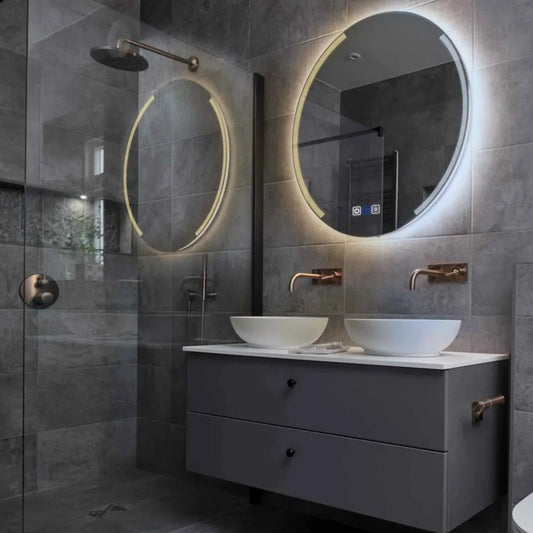 Round LED Mirror | Touch Buttons | Anti-Fog Function | Adjustable Color Temperature - Reyze Edge Series Model 7