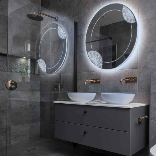 Round LED Mirror | Wall Switch Control | Cool White Light - Reyze Good Vibes Series Model 7