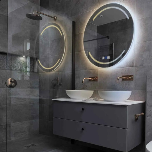 Round LED Mirror | Touch Buttons | Anti-Fog Function | Adjustable Color Temperature - Reyze Minimal Series Model 8