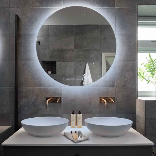 Round LED Mirror | Wall Switch Control | Cool White Light - Reyze Motivated Series Model 8