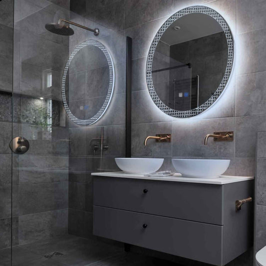 Round LED Mirror | Touch Buttons | Anti-Fog Function | Cool White Light - Reyze Official Series Model 2