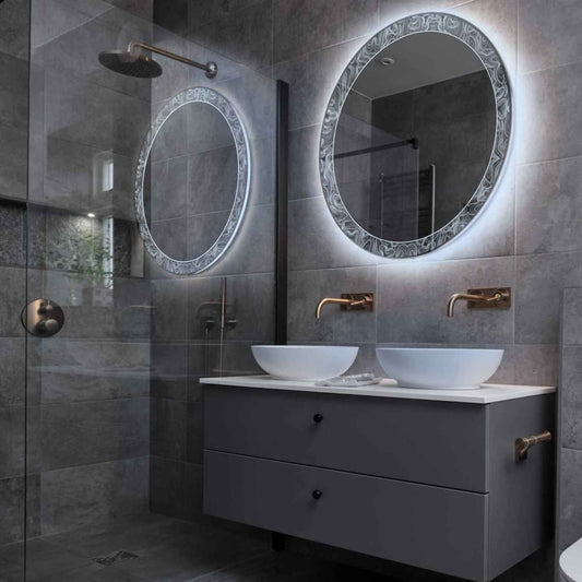 Round LED Mirror | Wall Switch Control | Cool White Light - Reyze Official Series Model 8