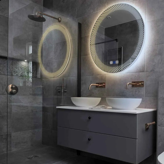 Round LED Mirror | Touch Buttons | Anti-Fog Function | Adjustable Color Temperature - Reyze Simetria Series Model 7