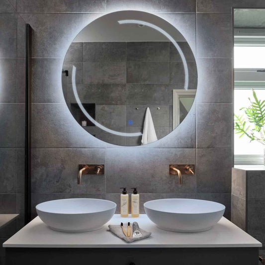 Round LED Mirror | Touch Button | Cool White Light - Reyze Minimal Series Model 2