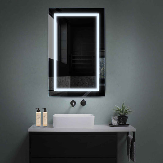 Vertical LED Mirror | Wall Switch Control | Cool White Light - Reyze Salono Series Model 1