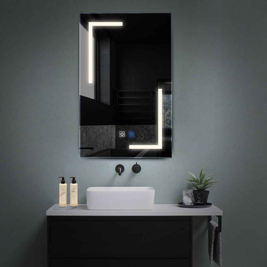 Vertical LED Mirror | Touch Buttons | Anti-Fog Function | Neutral White Light - Reyze Salono Series Model 3