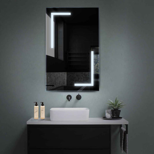 Vertical LED Mirror | Wall Switch Control | Cool White Light - Reyze Salono Series Model 3