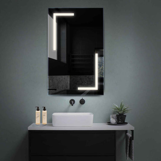 Vertical LED Mirror | Wall Switch Control | Neutral White Light - Reyze Salono Series Model 3