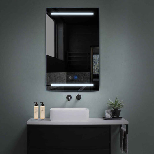 Vertical LED Mirror | Touch Buttons | Anti-Fog Function | Cool White Light - Reyze Salono Series Model 4