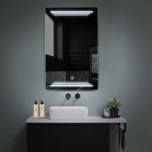 Vertical LED Mirror | Touch Button | Cool White Light - Reyze Salono Series Model 7
