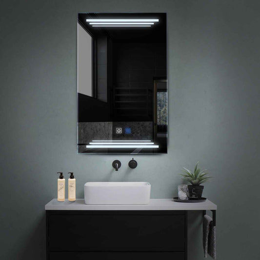 Vertical LED Mirror | Touch Buttons | Anti-Fog Function | Cool White Light - Reyze Salono Series Model 7