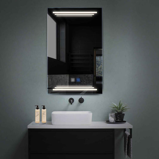 Vertical LED Mirror | Touch Buttons | Anti-Fog Function | Neutral White Light - Reyze Salono Series Model 7