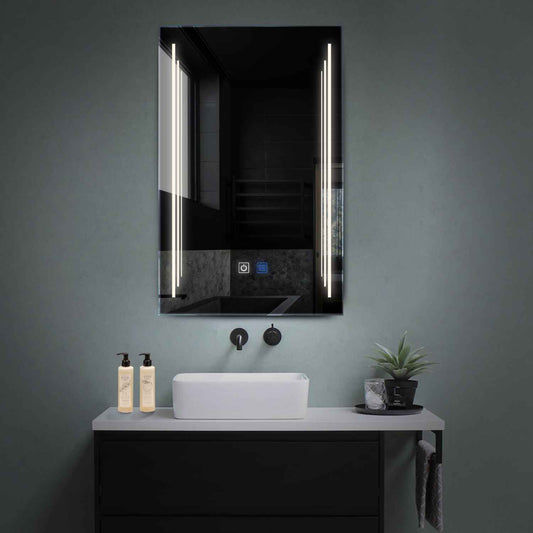 Vertical LED Mirror | Touch Buttons | Anti-Fog Function | Neutral White Light - Reyze Salono Series Model 8