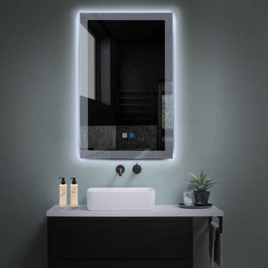 Vertical LED Mirror | Touch Buttons | Anti-Fog Function | Cool White Light - Reyze Simetria Series Model 4