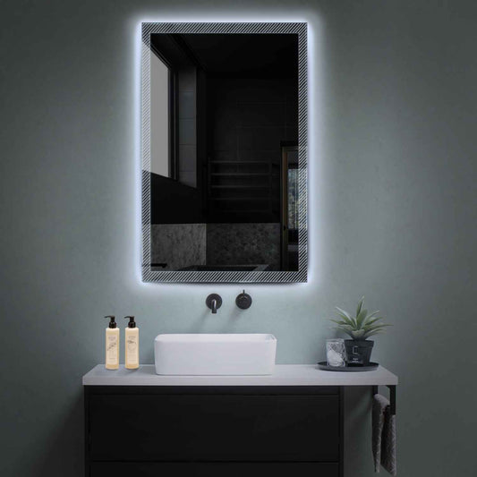 Vertical LED Mirror | Wall Switch Control | Cool White Light - Reyze Simetria Series Model 7