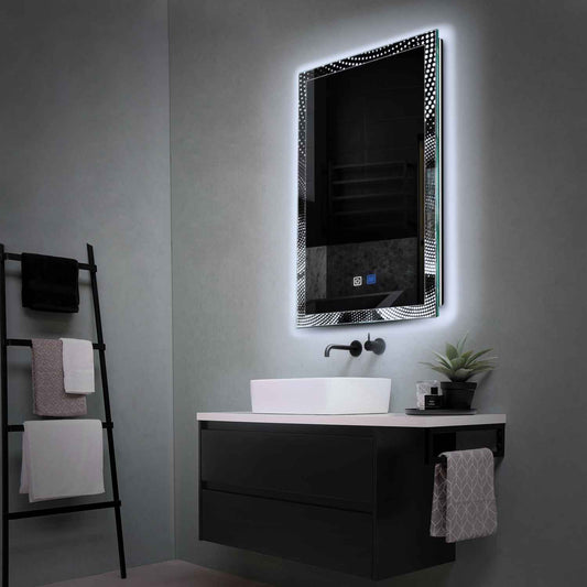 Vertical LED Mirror | Touch Buttons | Anti-Fog Function | Cool White Light - Reyze Simetria Series Model 8