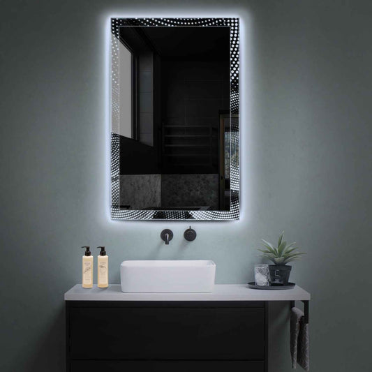 Vertical LED Mirror | Wall Switch Control | Cool White Light - Reyze Simetria Series Model 8