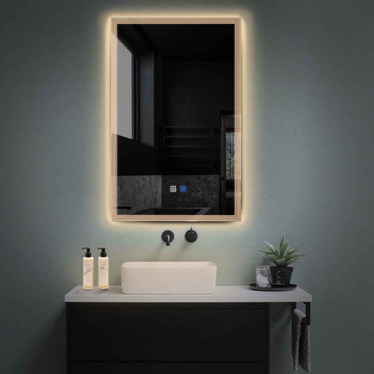 Vertical LED Mirror | Touch Buttons | Anti-Fog Function | Warm White Light - Reyze Edge Series Model 1