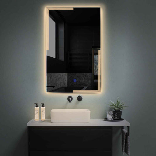 Vertical LED Mirror | Touch Button | Warm White Light - Reyze Edge Series Model 2