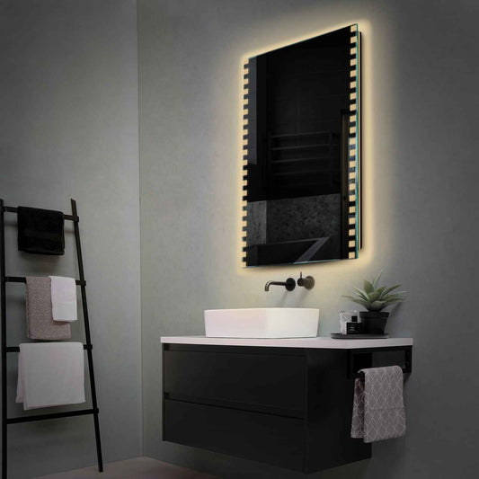 Vertical LED Mirror | Wall Switch Control | Warm White Light - Reyze Edge Series Model 6