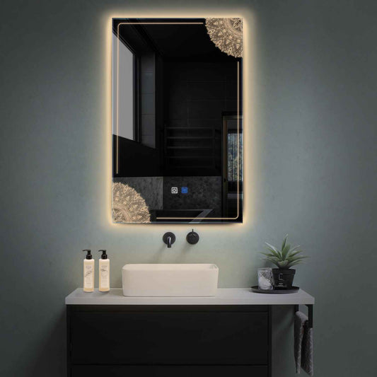 Vertical LED Mirror | Touch Buttons | Anti-Fog Function | Warm White Light - Reyze Good Vibes Series Model 7