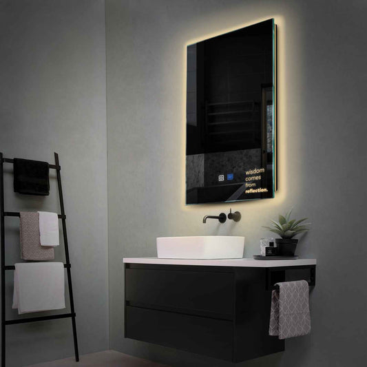 Vertical LED Mirror | Touch Buttons | Anti-Fog Function | Warm White Light - Reyze Motivated Series Model 1