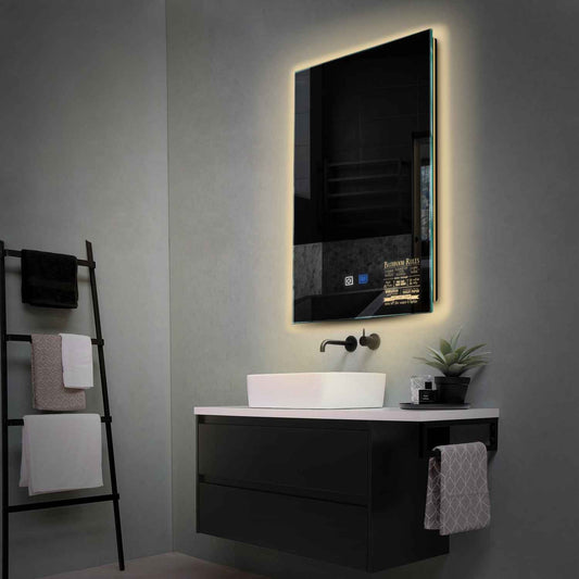 Vertical LED Mirror | Touch Buttons | Anti-Fog Function | Warm White Light - Reyze Motivated Series Model 5