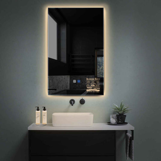 Vertical LED Mirror | Touch Buttons | Anti-Fog Function | Warm White Light - Reyze Motivated Series Model 5
