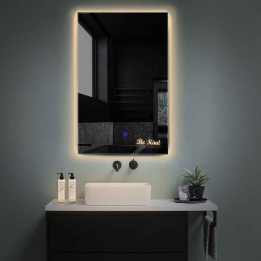 Vertical LED Mirror | Touch Button | Warm White Light - Reyze Motivated Series Model 6