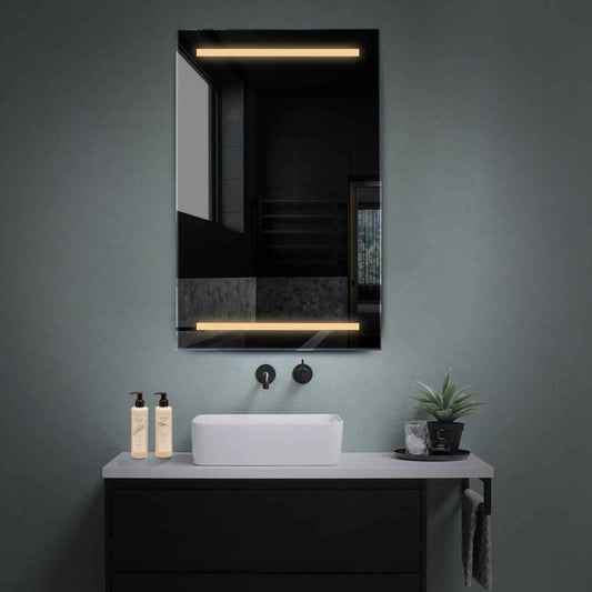 Vertical LED Mirror | Wall Switch Control | Warm White Light - Reyze Salono Series Model 4