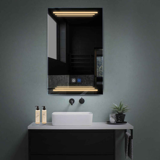 Vertical LED Mirror | Touch Buttons | Anti-Fog Function | Warm White Light - Reyze Salono Series Model 7