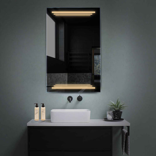 Vertical LED Mirror | Wall Switch Control | Warm White Light - Reyze Salono Series Model 7