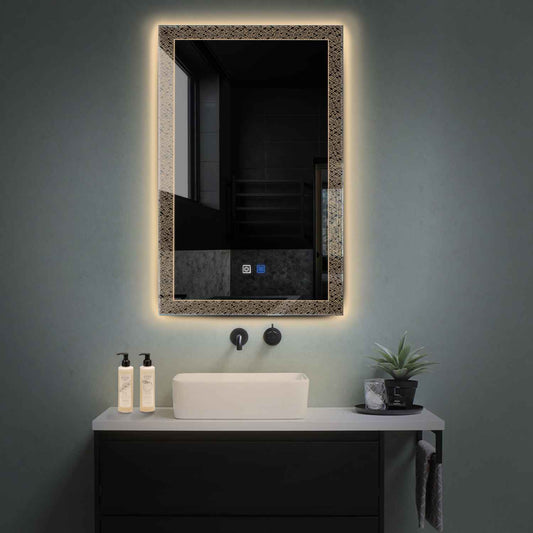 Vertical LED Mirror | Touch Buttons | Anti-Fog Function | Warm White Light - Reyze Simetria Series Model 5