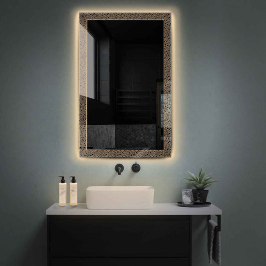 Vertical LED Mirror | Wall Switch Control | Warm White Light - Reyze Simetria Series Model 5