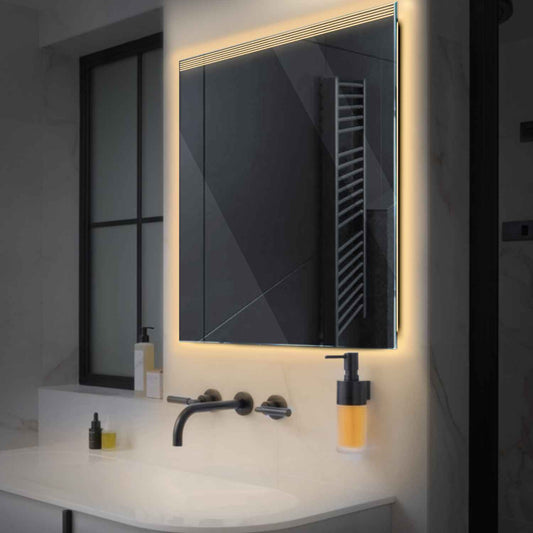 Square LED Mirror | Wall Switch Control | Warm White Light - Reyze Edge Series Model 5