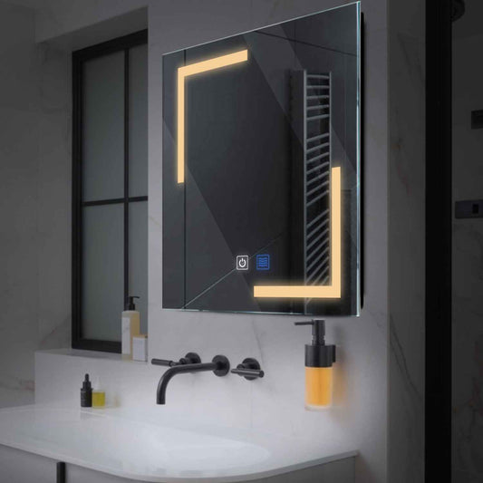 Square LED Mirror | Touch Buttons | Anti-Fog Function | Warm White Light - Reyze Salono Series Model 3