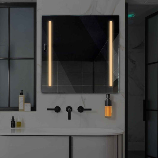 Square LED Mirror | Wall Switch Control | Warm White Light - Reyze Salono Series Model 5