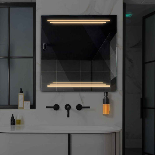 Square LED Mirror | Wall Switch Control | Warm White Light - Reyze Salono Series Model 7