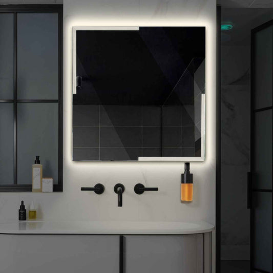 Square LED Mirror | Wall Switch Control | Neutral White Light - Reyze Edge Series Model 2