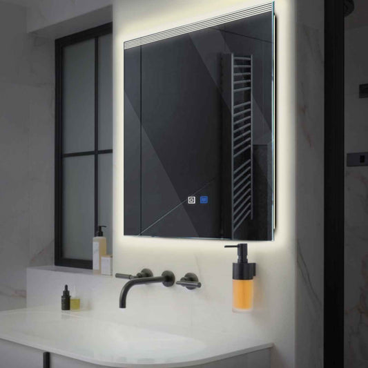 Square LED Mirror | Touch Buttons | Anti-Fog Function | Neutral White Light - Reyze Edge Series Model 5