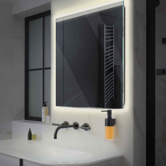 Square LED Mirror | Wall Switch Control | Neutral White Light - Reyze Edge Series Model 5