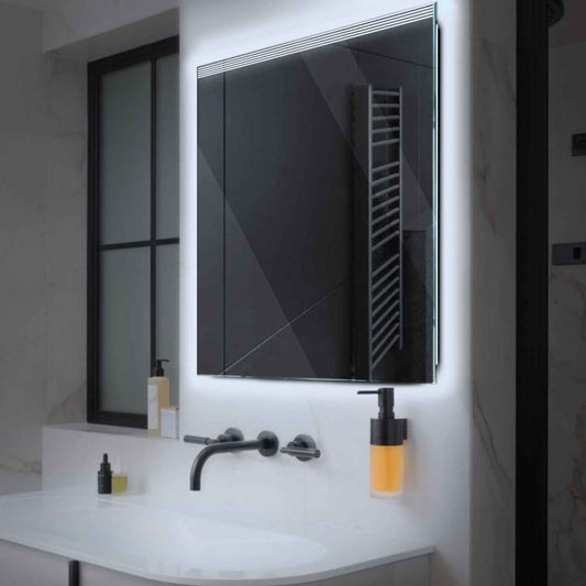 Square LED Mirror | Wall Switch Control | Cool White Light - Reyze Edge Series Model 5