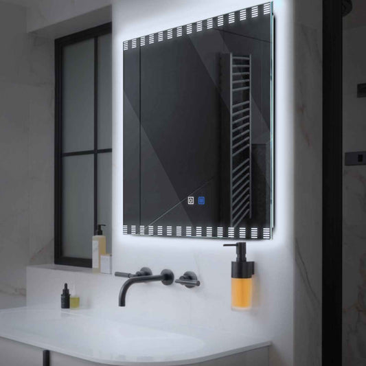 Square LED Mirror | Touch Buttons | Anti-Fog Function | Cool White Light - Reyze Edge Series Model 6