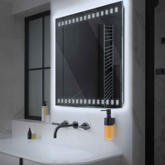 Square LED Mirror | Wall Switch Control | Cool White Light - Reyze Minimal Series Model 6